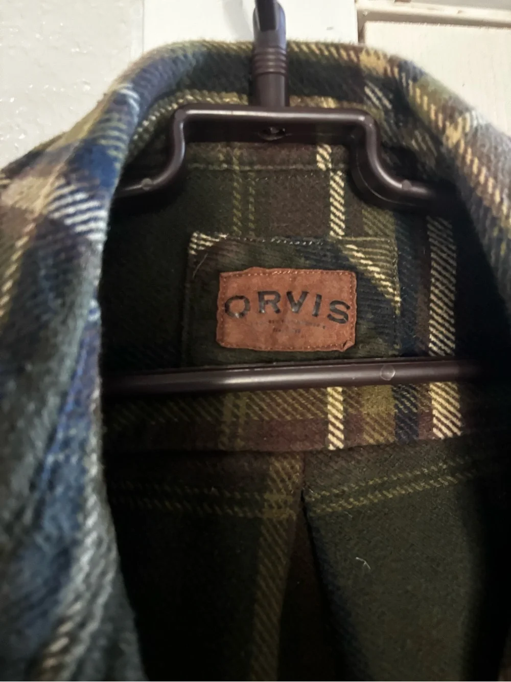 Orvis Men's Green Plaid Button-Up Flannel XL